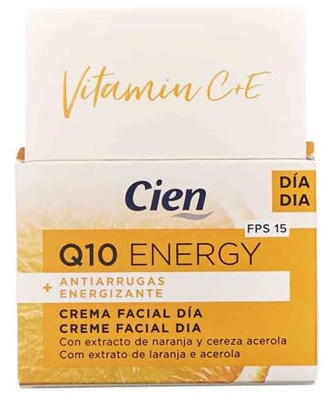 Cien Energy Q10 Energy Anti-Wrinkle Day Face Cream 50ml SPF 15 Energizing with Orange Extract and Acerola Cherry