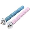 Bird Perch Toy Wooden Parrot Perch Grinding Claw Sticks Sanded Surface Cage Toys for Parakeets Finches Parakeets Toys Bird Cage Accessories Blue Pink