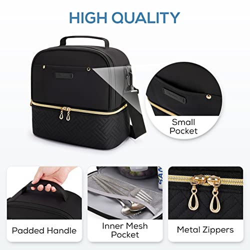 Tourit Lunch Bag Women Double Deck Lunch Box Insulated Lunch Cooler For Women Men Work, Black #TOP4