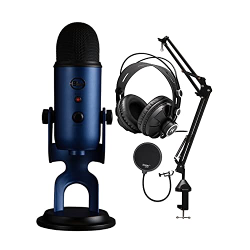 Blue Microphones Yeti Usb Microphone (Midnight Blue) Bundle With Headphones And Desktop Boom Arm (4 Items) #TOP14