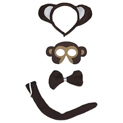 Petitebelle Headband Bowtie Tail Mask 4pc Unisex Children Costume 1-5y (Monkey) Cover