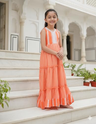 Image of Tasas Girls Floral Anarkali Kurta|Ethnic Wear for Girls|Traditional Girls Ethnic Wear|