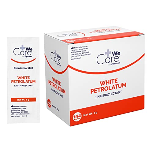 Image of Dynarex White Petrolatum, Petroleum Jelly for Dry or Cracked Skin, Soothing White Petroleum Jelly for Minor Skin Irritations, 5g Foil Packets, 1 Box of 144 Petroleum Jelly Packets