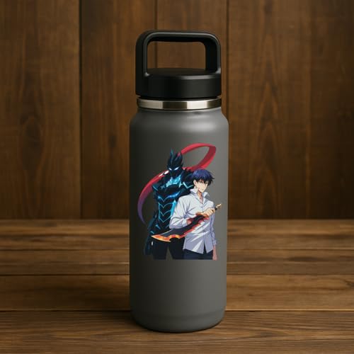 Image of Solo Leveling Peeker Anime Manga Decal Water Resistant Sticker Indoor Use Ideal for Laptop Window (Jin-Woo and Igris)
