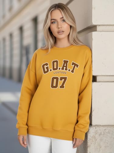 Image of LEOTUDE Women's Boyfriend Fit Loopknit Sweatshirt | Full Sleeve Drop Shoulder | Sweatshirt for Women