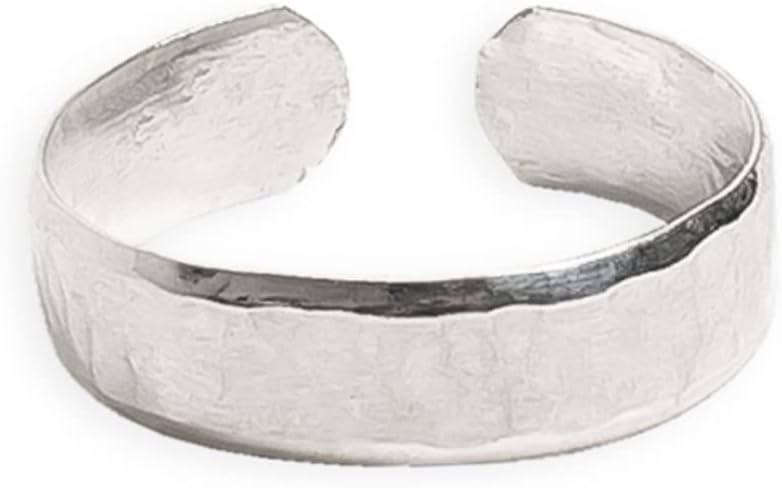 TOE RINGS & THINGS | 5mm Wide Hammered Toe Ring .925 Sterling Silver | Adjustable Size | Unisex Style for Men or Women