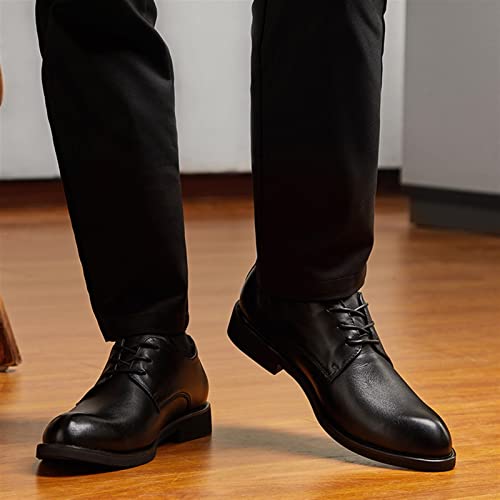 Dress Oxford Shoes for Men Lace Up Round Toe Derby Shoes Leather Non Slip Rubber Sole Slip Resistant Prom(Black,10 M US)2