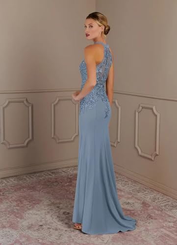 Long Mother of The Bride Dresses for Women Satin Mermaid Lace Halter Formal Petite Mother of The Groom Dress3