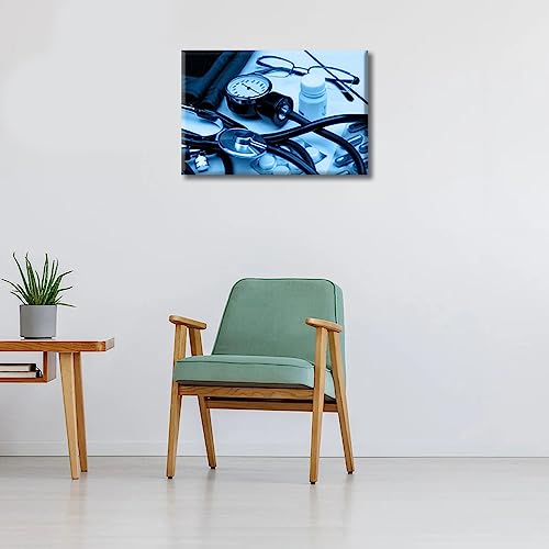 Image of TUMOVO 1 Panel Home Decor Medical Examination Wall Decor for Living Room Stethoscope Artwork Wall Decor for Bedroom Posters and Prints Framed Ready to Hang (12 inch Wx18 H)