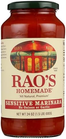 Rao's Homemade Tomato Sauce, Sensitive Formula, 24 oz, Pasta Sauce, Carb Conscious, Keto Friendly, All Natural, Premium Quality, No Onions or Garlic, With Italian Tomatoes & Olive Oil