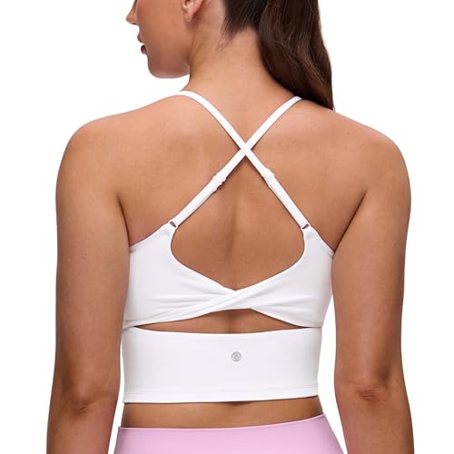 Image of CRZ YOGA Butterluxe Twist Back Crop Tank Tops | Light Support, Removable Pads, Yoga, Extremely Soft, Cut-Out Crossback, Adjustable Straps, Longline Sports Bras for Women
