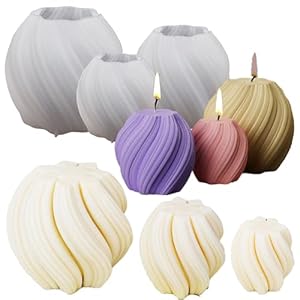3 Pack Wave Candle Mold Multiple Size Ball Shape Candle Mold Spiral Candle Mold Resin Casting Mold Soap Making Molds Silicone Mold for Candle Home Decorate Mold Candle Making Mold 3D Mold