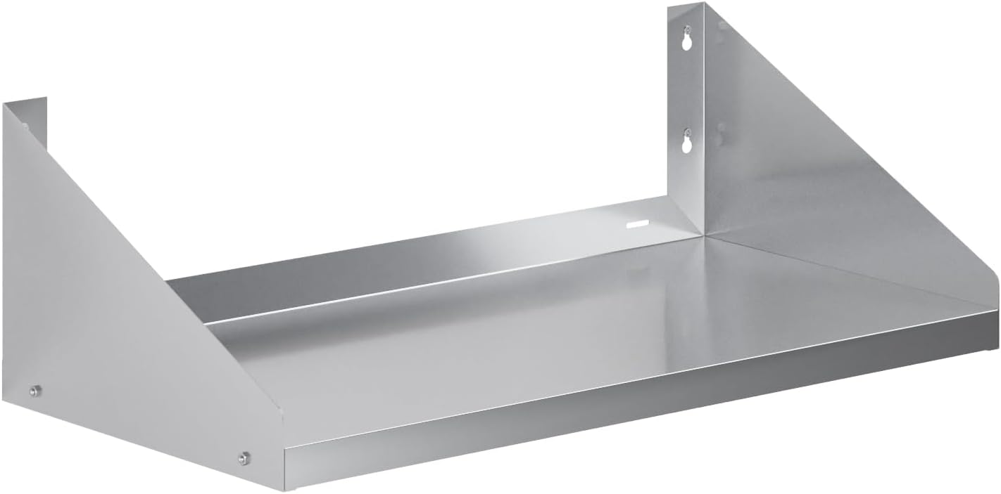 AmGood Stainless Steel Microwave Shelf | NSF Certified | Appliance Shelf | Heavy Duty | Commercial Grade | Wall Mount | Silver (36" Length x 18" Width)