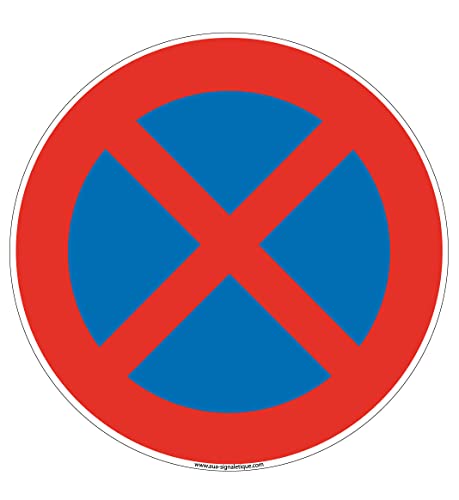 AUA SIGNALETIQUE - Panneau De Signalisation Circulaire en PVC 1.5 mm (Ø 170 mm, arrêt et stationnement Interdit)