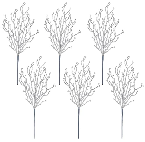 Gift Boutique 12 Silver Glitter Branches Floral Twig Spray Artificial Embellishing Stems Glitzy Sparkle For Christmas Garland Wreath Vase Filler Wedding Bouquet Holiday Home Decoration Event Decor #TOP12