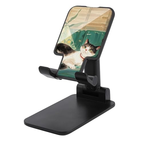 BVNMT Support de téléphone portable pliable de style national chat réglable compatible avec iPhone Android
