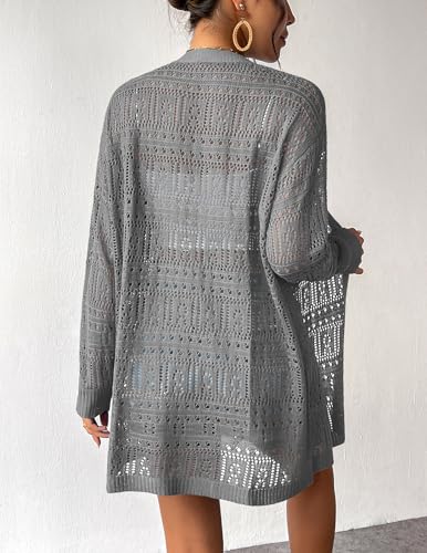 Image of Zeagoo Womens 2026 Summer Crochet Cardigan Sweaters Lightweight Long Sleeve Open Front Kimono Boho Knit Cover Ups