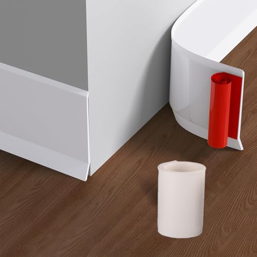 Zócalo blando autoadhesivo, zócalo de PVC autoadhesivo para cocina y baño, rodapiés flexible, listón de acabado autoadhesivo, ancho de 10 cm (blanco, 3 m)