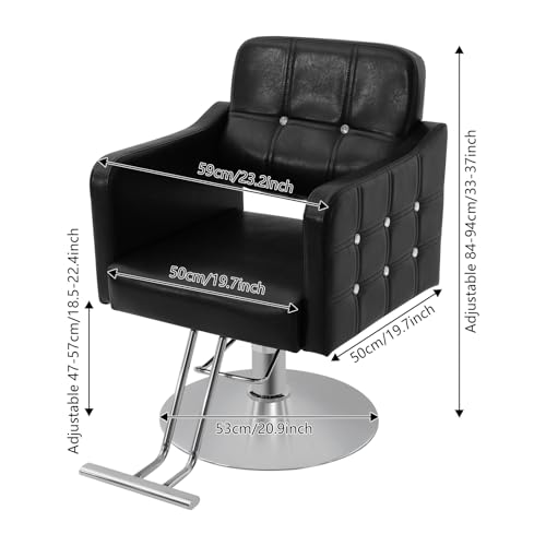 Image of Salon Chair,Salon Chair for Hair Stylist with Height Adjustment,360 Rotatable Barber Chair for Barber Store,Beauty Salons,Spas (Black+Silver)