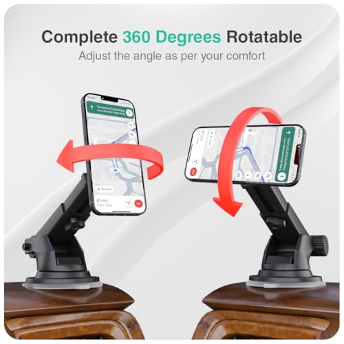 Image of Onelap MagHold 2 (with 2 Magsafe Phone Sticky Rings) - Universal Magnetic Car Phone Holder | Suction Cup Windscreen and Dashboard Mount | Android or iOS Devices | 360 Degree | Strong Magnetic Grip