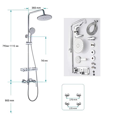 Système de douche à effet pluie chromé ensemble mitigeur de qualité hôtelière