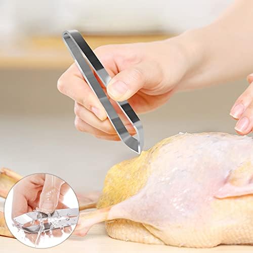 IWILCS 2 Pcs Fish Bone Tweezers, Stainless Steel Slant Tweezers Clip, Flat Tweezers, Fish Bone Tongs Pincers for Chef Cooking Utensils, Beauty Utensils, Hair Removal Tongs, Sea Food