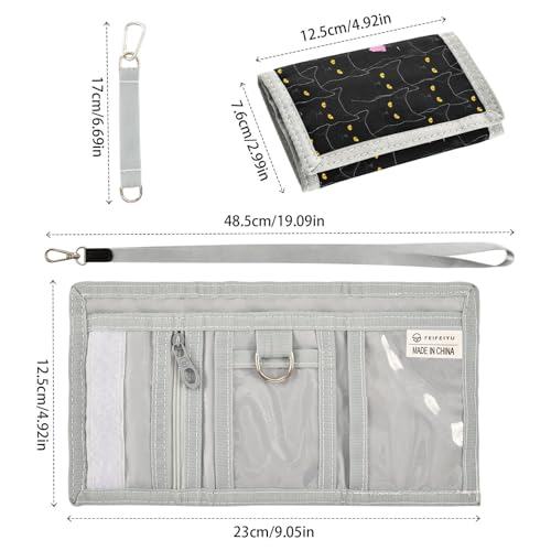 Cats Kids Wallet for Boys Girls, Teen Canvas Trifold Purse with Zipper Coin Pocket3