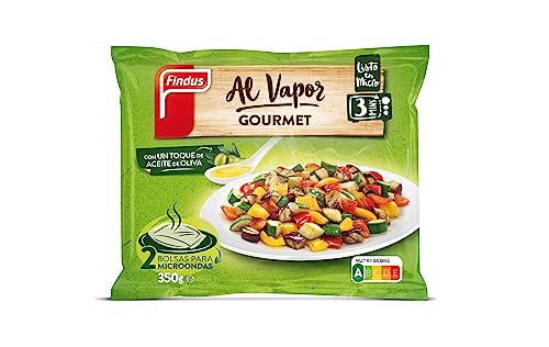 Findus Verduras al Vapor Gourmet, Calabacín, Berenjena, Pimiento Amarillo y Rojo, 350g