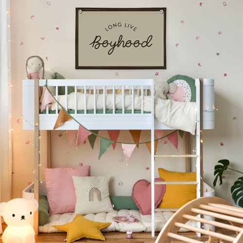 Image of Vintage Boys Room Decor Long Live Boyhood Linen Banner,Nursery Playroom Wall Decor Hanging Flag Banner, Kids Bedroom Living Room Dorm Toddler Decorations Trendy Room 30x20 boyroom