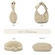 Ynport Crefreak Damen Strandtasche aus Stroh - Sommer Hobo Umhängetasche mit Schleifendetail, Handtasche mit Tragegriff oben für den Reiseurlaub, Beige