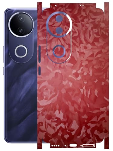Image of AtOdds - Full Body Back Screen Guard Protector Film - 3D Textured Lamination Wrap Skin Sticker Compatible with VIVO T4R (5G) | Scratchproof Matte Finish (Design - Red Camo)