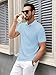 LIFROWI Mens Polo Shirts Short Sleeve Collared Golf Shirt Hollow Out Textured T-Shirt Summer Fashion Tops(L,7-Light Blue)