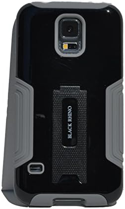 Galaxy S5 Case Black Protective Hybrid Dual Layer Combo Case with Kickstand Tough Armor Heavy Duty Skin Case Cover for The Samsung Galaxy S5 Smart Phone : Black Rhino (Black Color)