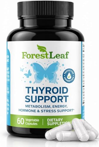 Thyroid Support for Women and Men with Iodine - Energy Focus & Power Thyroid Supplement - All Natural Herbal Mineral and Vitamin Complex with B12 Zinc Selenium Ashwagandha - 60 Vegetarian Capsules