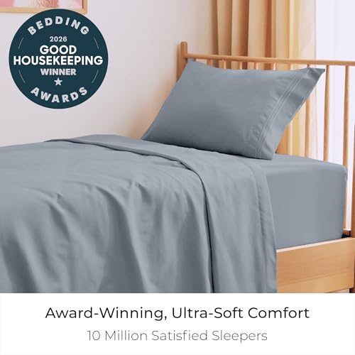 Image of Mellanni Twin Sheets Set - 3 PC Iconic Collection Bedding | Hotel Luxury, Extra Soft, Cooling Bed Sheets - Wrinkle, Fade, Stain Resistant (Twin, Mineral Gray)
