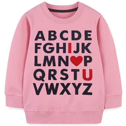 Toddler Boy Girl Sweatshirt ABC Alphabet I Love U Pullover Valentine Outfit Kids Heart Long Sleeve Shirts 2-7T
