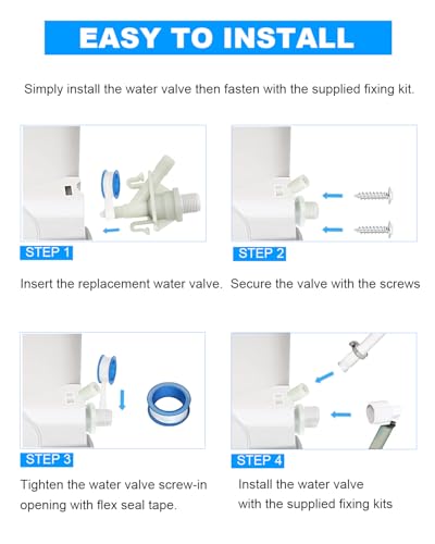 Image of Upgraded RV Water Valve Replacement Kit 385311641 for Sealand Dometic 300, 301, 310, 311, 320, 321 Pedal-Flush Toilets- Hardware Included, with Seal Tape