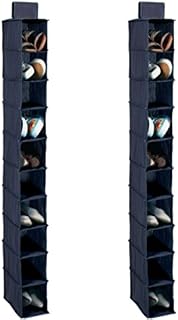 H & L Russel 2 x 10 Pocket Navy Hanging Shoe Organiser, Fabric, Blue, 30x25x10 cm