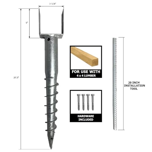 Ashman Ground Screw (2 Pack), No Dig, U-Model Screw in Post Stake - 27" Inch Long, Fits Standard 4x4 (3.5" X 3.5" Inch) Great for Mailbox Posts. by AshmanOnline - Image 2