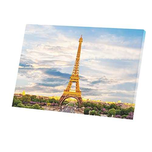 Tour Eiffel Toile Imprimée Paris Tableau Décoratif Ville France Coucher de Soleil
