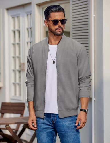 Image of COOFANDY Mens Light Cotton Bomber Jacket Flight Casual Softshell Varisty | Lightweight Zip Up Jackets,Soft Breathable Fabric,Perfect for Streetwear Daily Commute Travel,Fashion Windbreaker for Winter