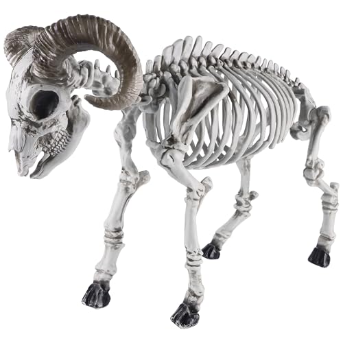 DR.DUDU Goat Skeletons Halloween Decorations  26 Inch Long Life Size Skeleton Animals for Outdoor, Yard, Lawn Decor - Realistic Farm Skeleton Goat Party Props Scary Halloween Decor