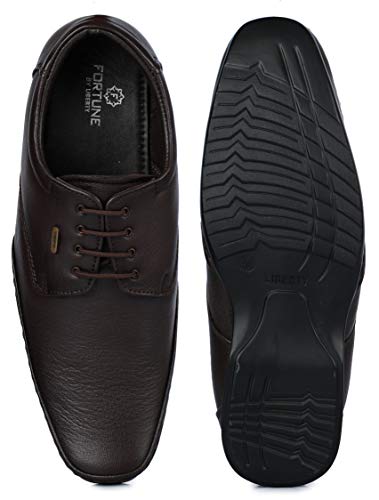 Image of Liberty Healers FL-510 Men's Lacing Formal Derby Shoes - Black & Brown - Synthetic Leather Lace-Up with Cushioned Footbed - Stylish Office & Wedding Footwear - Comfortable and Lightweight