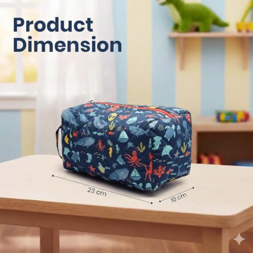 Image of Multipurpose Travel Organizer | All-in-One Compact Durable, Lightweight, Waterproof, Bag | Travel Friendly Pouch | Ideal for Stationary, Diaper, Medicines (Under the Sea Print)