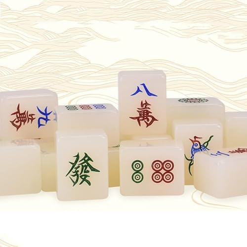 Juego de Mahjong chino con 144 fichas acrílicas miniatura 7