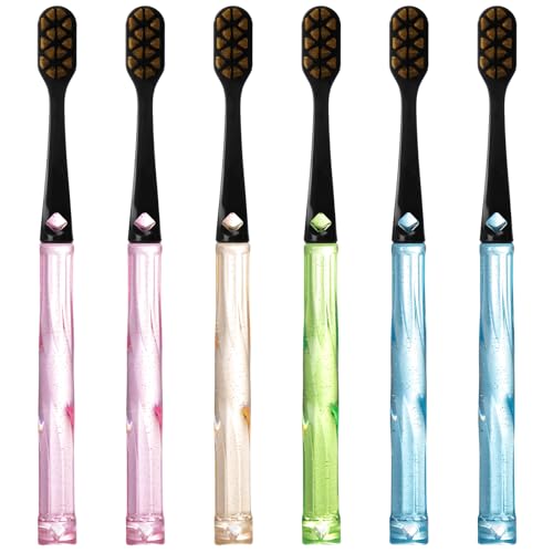 Image of Soft Bristle Toothbrush, Micro Nano Flossing Toothbrushes with Multi-Layered Shaped Bristles for Whiten Teeth and Removes Plaque, Designed for Sensitive Teeth & Gums-Black Head