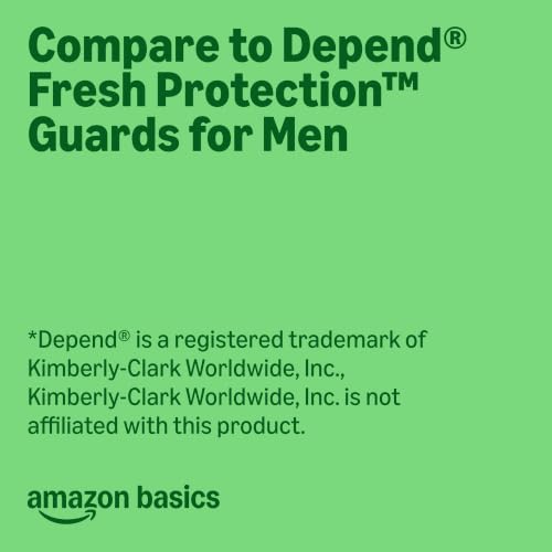 Image of Amazon Basics Men's Incontinence Guards, Maximum Absorbency, 52 Count, (1 Pack of 52), Packaging May Vary
