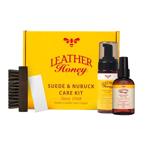 Leather Honey Suede & Nubuck Care Kit: Cleaner, Protector, Suede Brush & Eraser: Clean, Protect & Restore Shoes, Boots, Uggs, Furniture, Jackets, Bags and Apparel. Safe for Any Color
