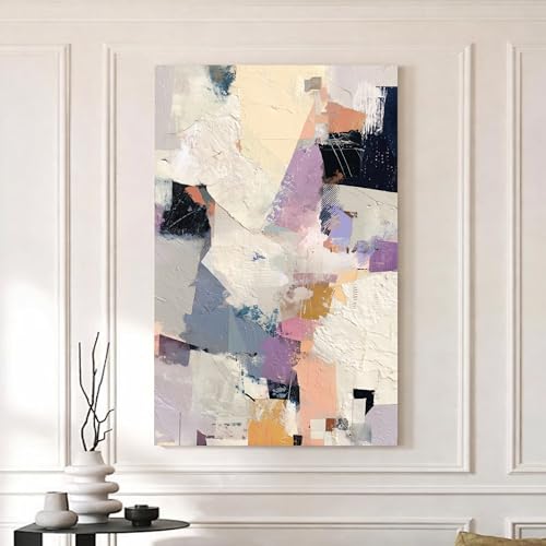 Image of Modern Abstract Stretched Canvas Painting For Living Room | Colorful Expression Stretched Canvas Wall Art For Livingroom Home Decor, Bedroom, Hallway's, Office, Hotel - 56x86 cm