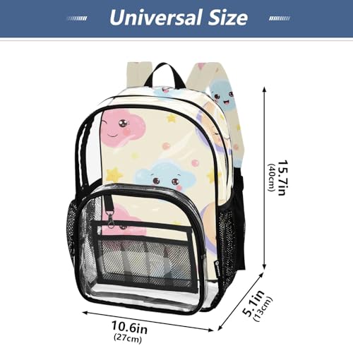 Girls Backpack for Kids Cute Pastel Clouds Clear Backpack Women Cute Plastic Transparent Bookbag4